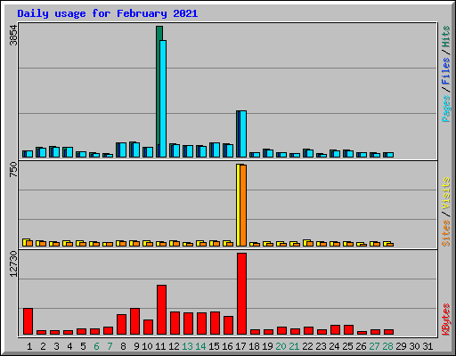 Daily usage for February 2021