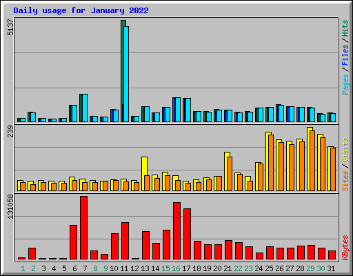 Daily usage for January 2022