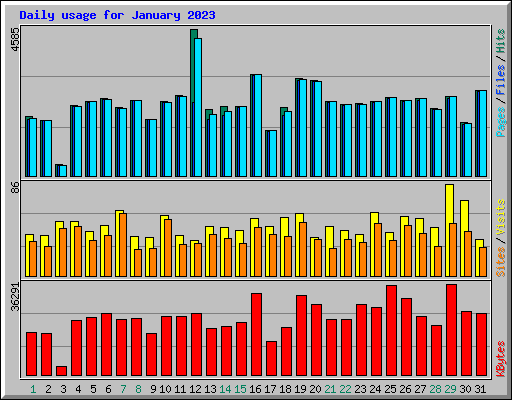 Daily usage for January 2023