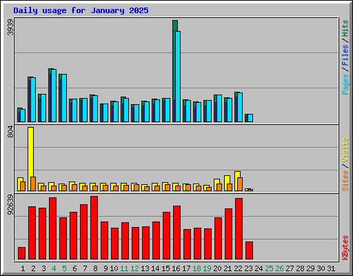 Daily usage for January 2025