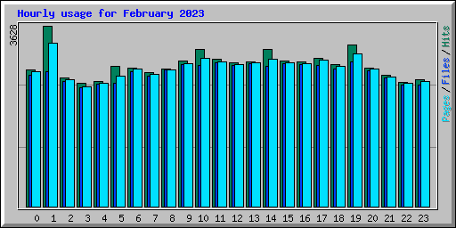 Hourly usage for February 2023